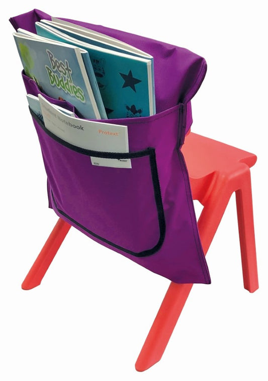 CHAIR BAG WRITER HEAVY DUTY NYLON 455MM WIDE 2 POCKETS PURPLE   G84527