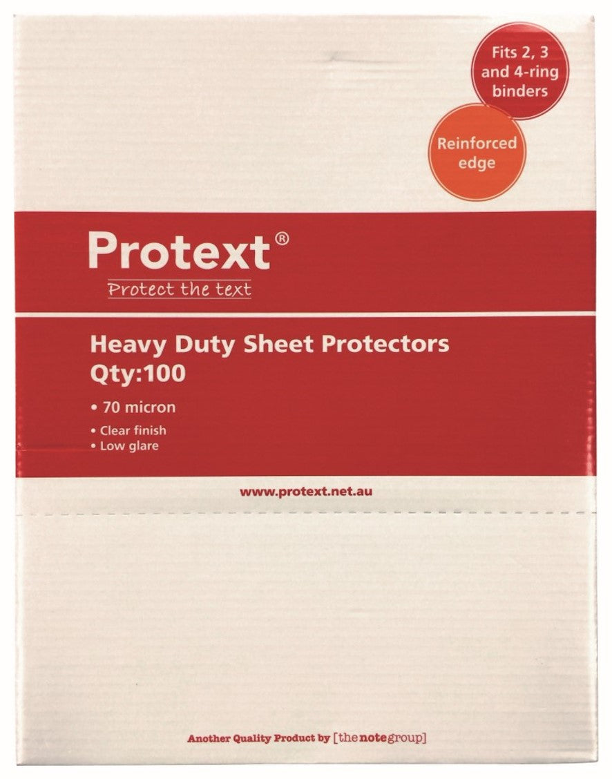 SHEET PROTECTORS PROTEXT A4 HEAVY DUTY 70 MIC CLEAR BX100   G84532