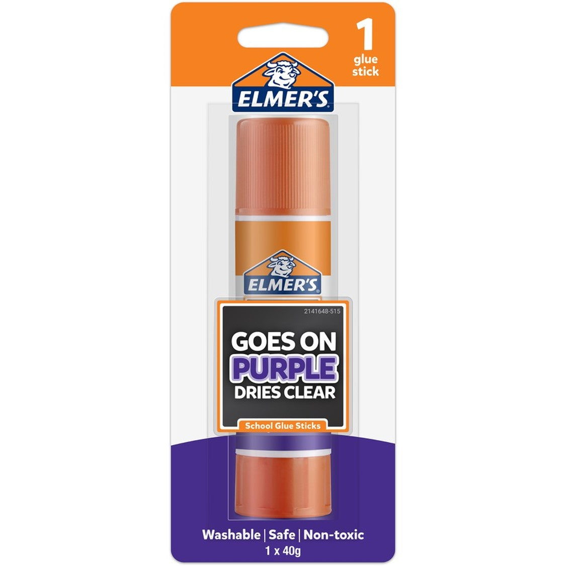 GLUE STICK ELMERS 40G DISAPPEARING PURPLE SCHOOL CLEAR   G84571