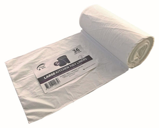 BIN LINER CLEAN WIZ 36L ECO OXO-BIODEGRADABLE KITCHEN TIDY WHITE PK50   G84650