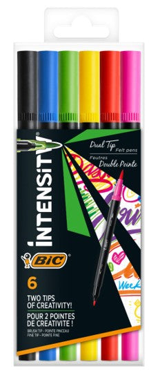 DUAL TIP MARKER BIC 1.0MM ASSORTED PK 6   G84856