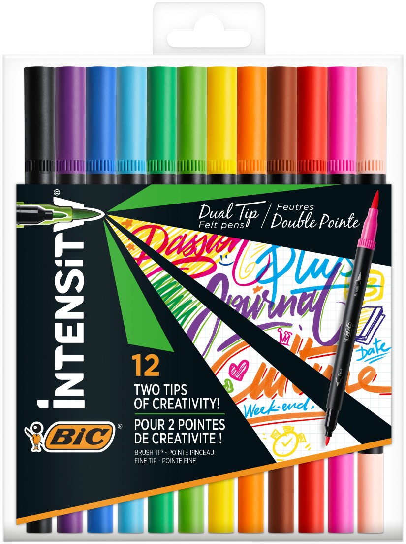 DUAL TIP MARKER BIC 0.7MM/1.0MM ASSORTED PK 12   G84857