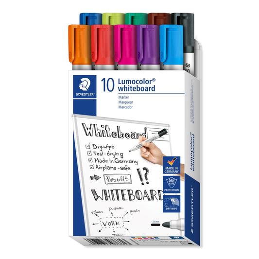 MARKER WHITEBOARD STAEDTLER 351 BULLET ASST BX10   G84910