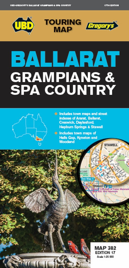 MAP UBD/GRE BALLARAT GRAMPIANS & SPA COUNTRY MAP 382 17TH ED   G84932