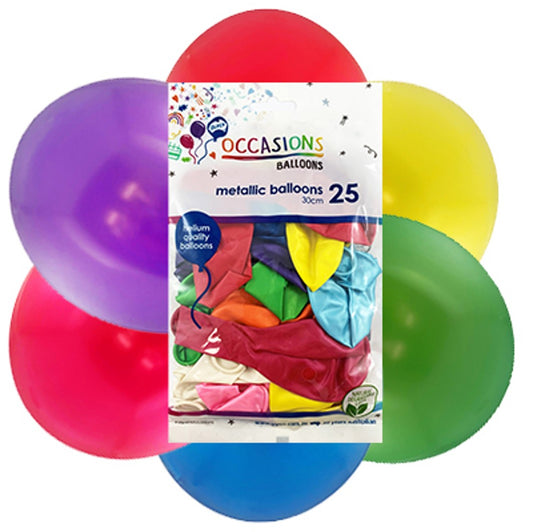 BALLOONS ALPEN 30CM METALLIC ASSORTED PK25   G85154