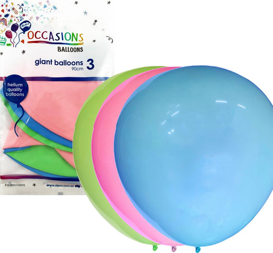BALLOONS ALPEN 90CM GIANT INFLATED ASSORTED PK3   G85156