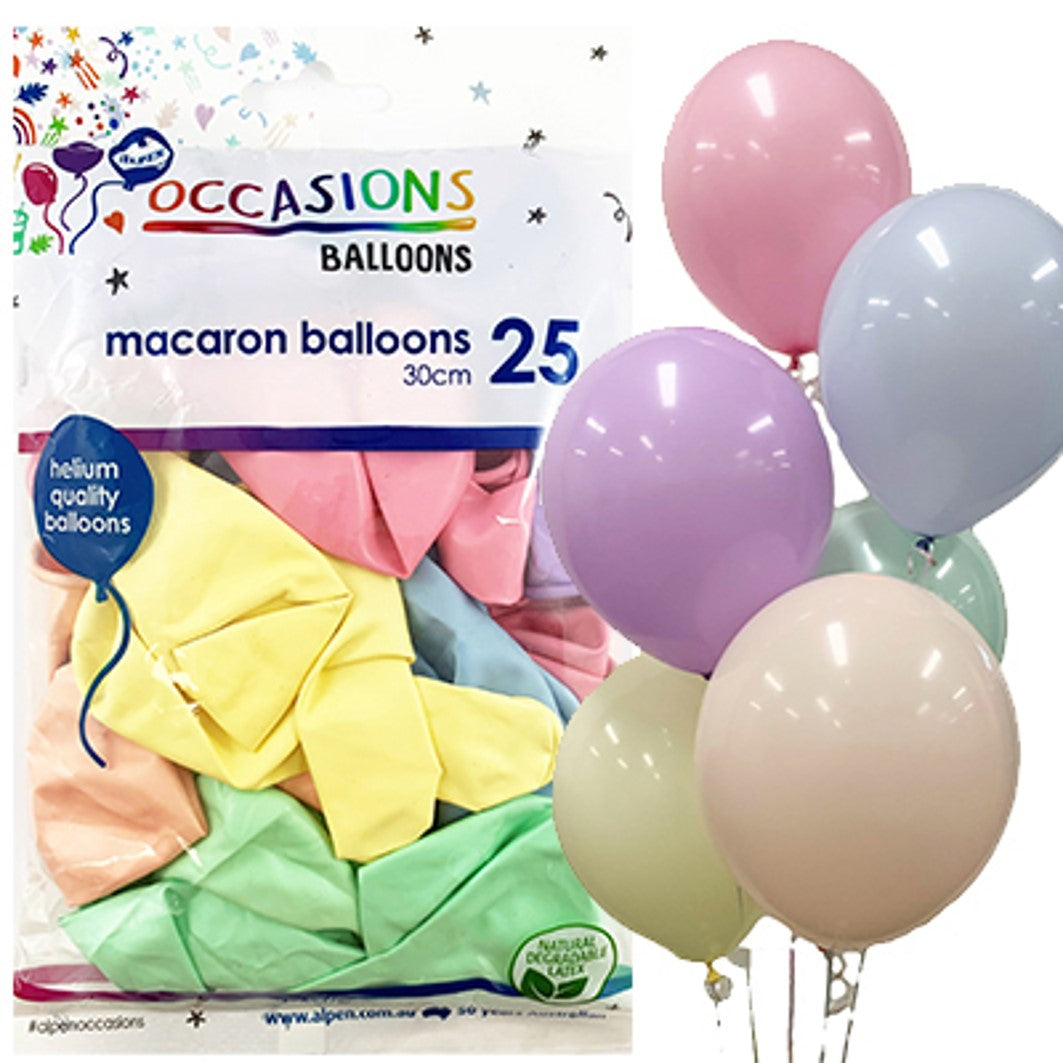BALLOONS ALPEN 30CM MACARON PASTEL ASSORTED PK25   G85160