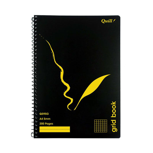 GRID BOOK QUILL A4 5MM GRID BLACK 120PG   G85288