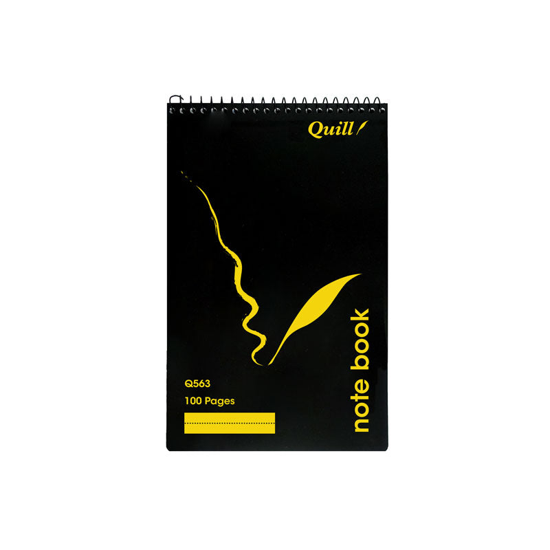 NOTEBOOK QUILL 200X127 RULED T/O BLACK 100PG   G85292