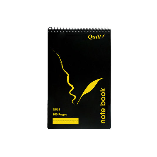 NOTEBOOK QUILL 200X127 RULED T/O BLACK 100PG   G85292