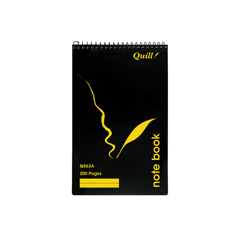 NOTEBOOK QUILL 200X127 RULED T/O BLACK 200PG   G85293