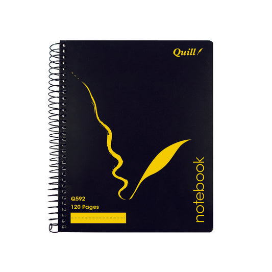 NOTEBOOK QUILL 222X178 RULED S/O BLACK 120PG   G85296