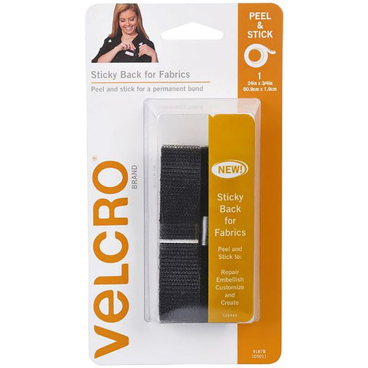 STRIPS VELCRO 19MMX60CM FABRIC BLACK   G85319