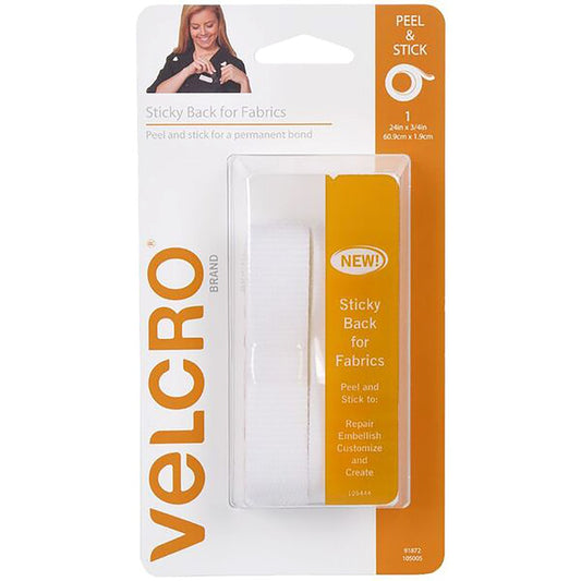 TAPE VELCRO 19MMX60CM FABRIC WHITE   G85321