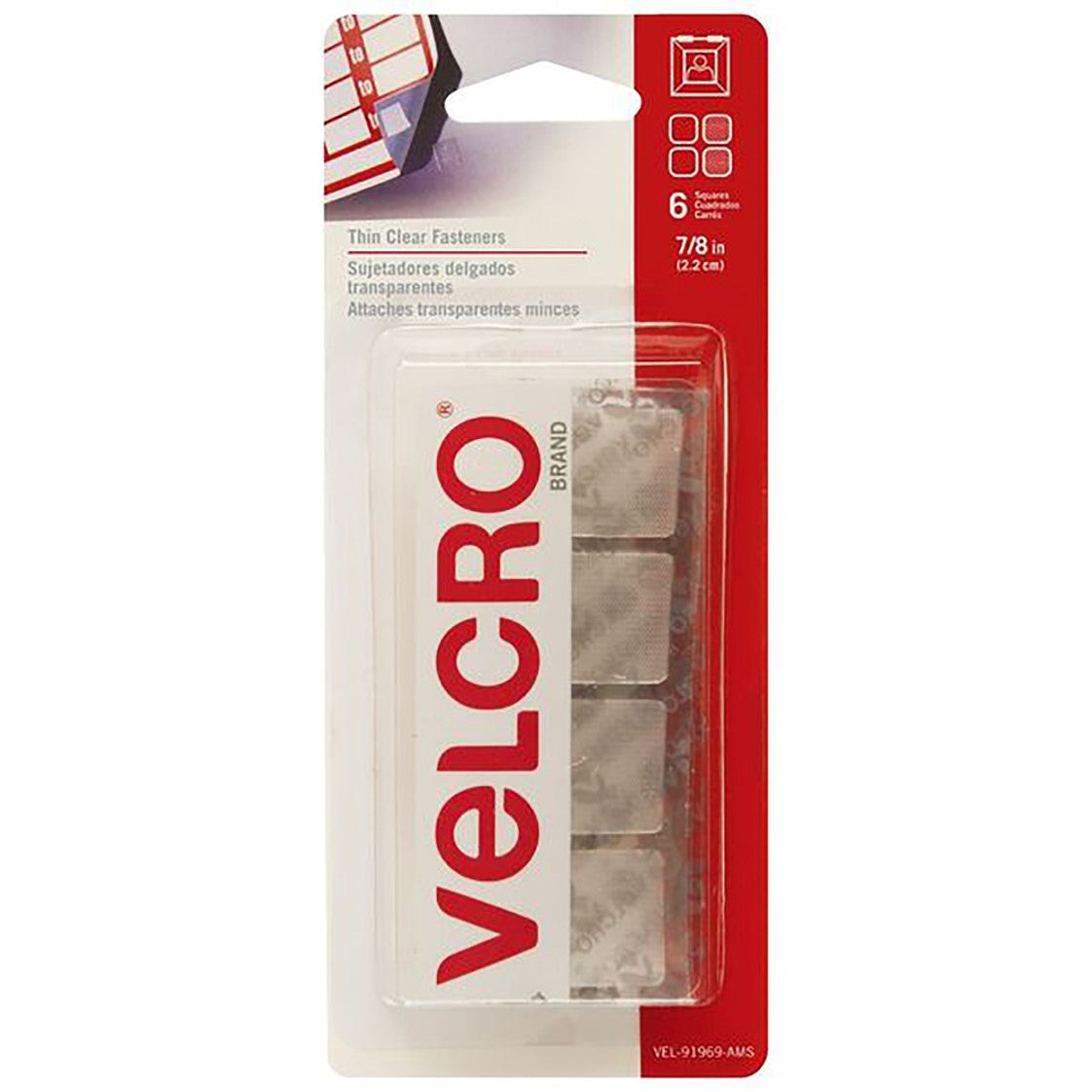 FASTENER SQUARES VELCRO 22X22MM CLEAR PK6   G85323