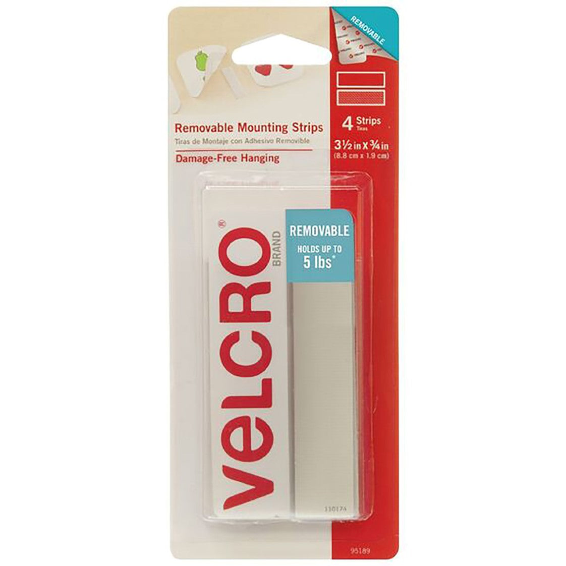 STRPS VELCRO 4.4X1.9CM REMOVABLE WHITE PK4   G85329