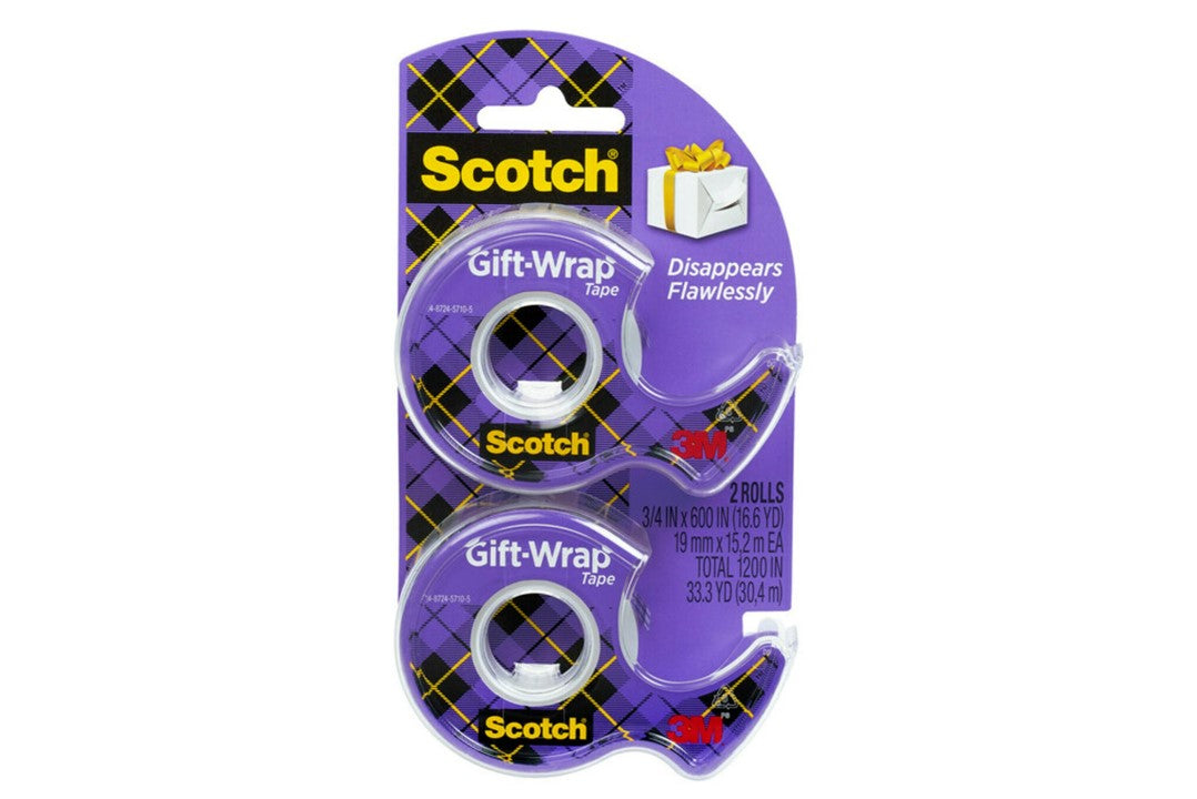 TAPE GIFTWRAP SCOTCH 19MMX16.5M WITH DISP TWIN PACK CLEAR   G85339