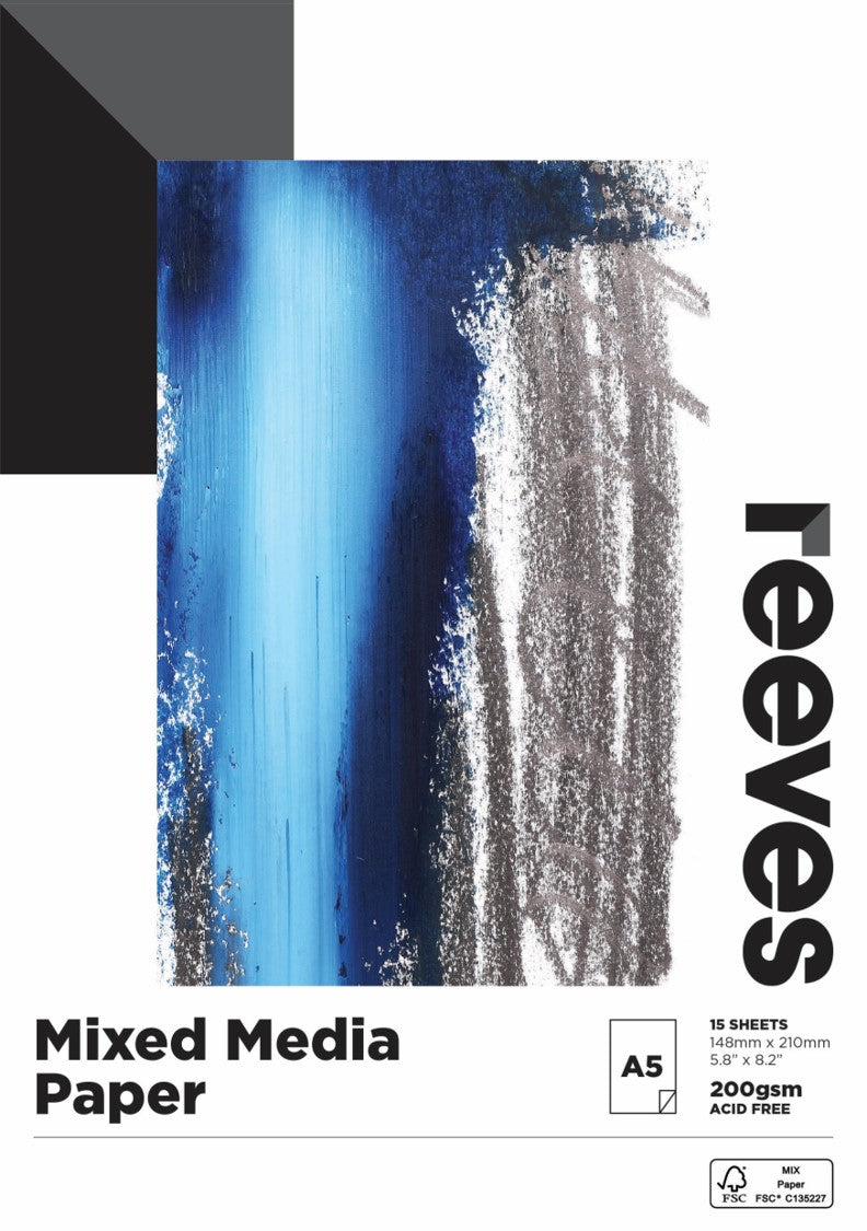 MEDIA PAD REEVES A5 MIXED 200GSM FSC CREDIT 15 SHEETS   G85405