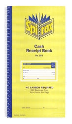 CASH REC BOOK SPIRAX 553 DUP C/LESS 4TV PK10   G85530