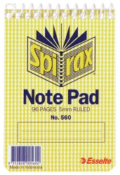 NOTEBOOK SPIRAX 560 112X77MM TOP OPENING 96PG PK40   G85600