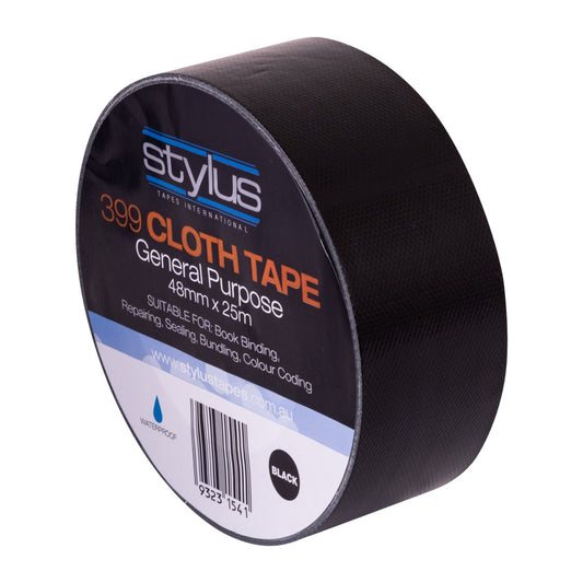 CLOTH TAPE STYLUS 48MM X 25M 399 GP RETAIL BLACK   G85928