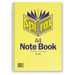 NOTEBOOK SPIRAX 595 A4 SIDE OPENING 120PG PK10   G85950