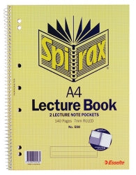 LECTURE BOOK SPIRAX A4 598 WITH POCKET S/O 140PG PK10   G85980