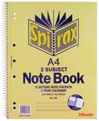 NOTEBOOK SPIRAX 605 2 SUBJECT A4 S/O 250 PAGES   G86049