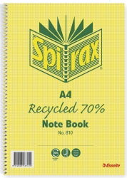 NOTEBOOK SPIRAX RECYCLED A4 810 120PG PK5   G86070