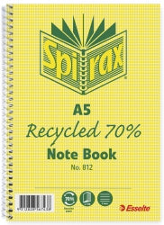 NOTEBOOK SPIRAX 812 RECYCLED A5 120PG PK5   G86072