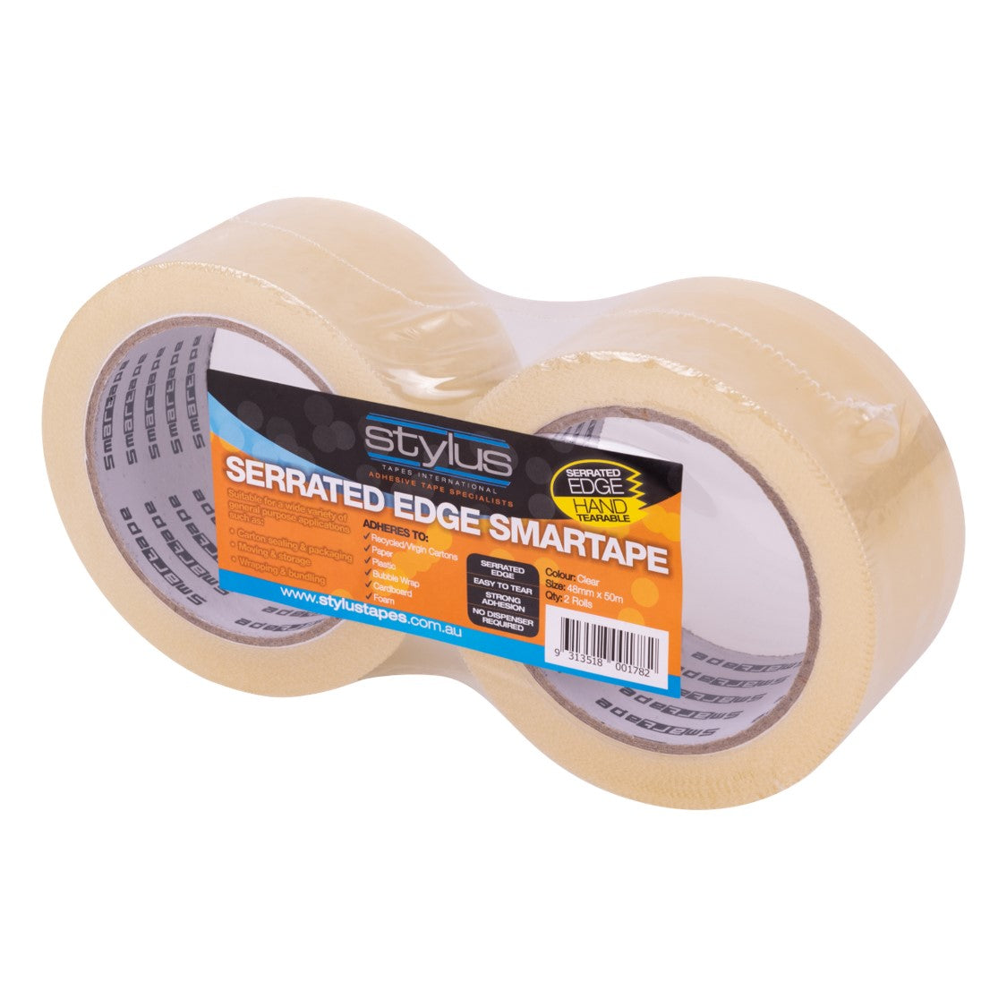 PACKAGING TAPE SMARTAPE 48MM X 50M SERRATED EDGE CLEAR PK2   G86137