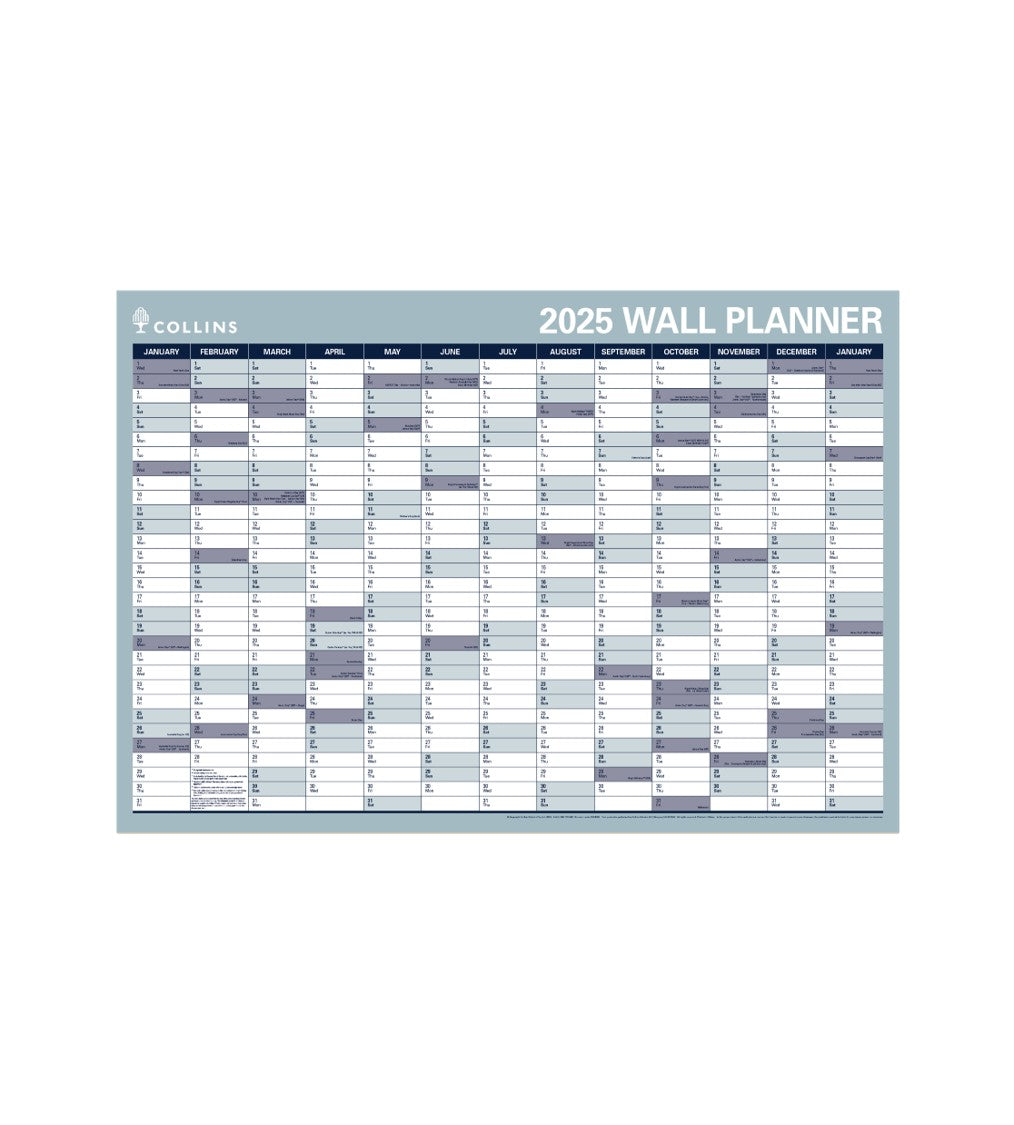 PLANNER 2025 COLLINS 686X990MM WP900D LAMINATED ROLL UP DISP15   G86585.25