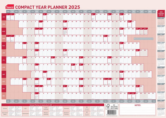 PLANNER 2025 SASCO 594X420MM COMPACT YTV   G86656.25