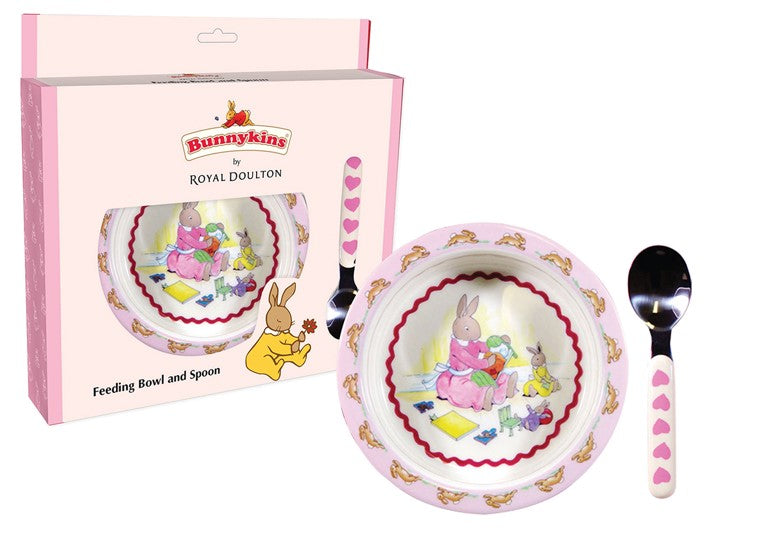 BABY GIFT BUNNYKINS FEEDING BOWL & SPOON SWEETHEARTS   G86754