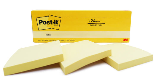 NOTES POST-IT 654-24CY 76X76MM CABINET PACK YELLOW BX24   G86841