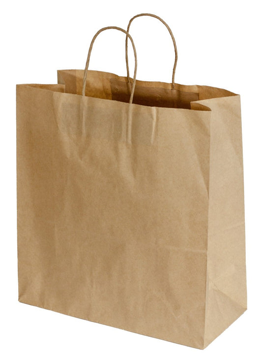 BAG CARRY KRAFT PAPER TWIST HANDLE 340x320x145MM CTN250   G87157