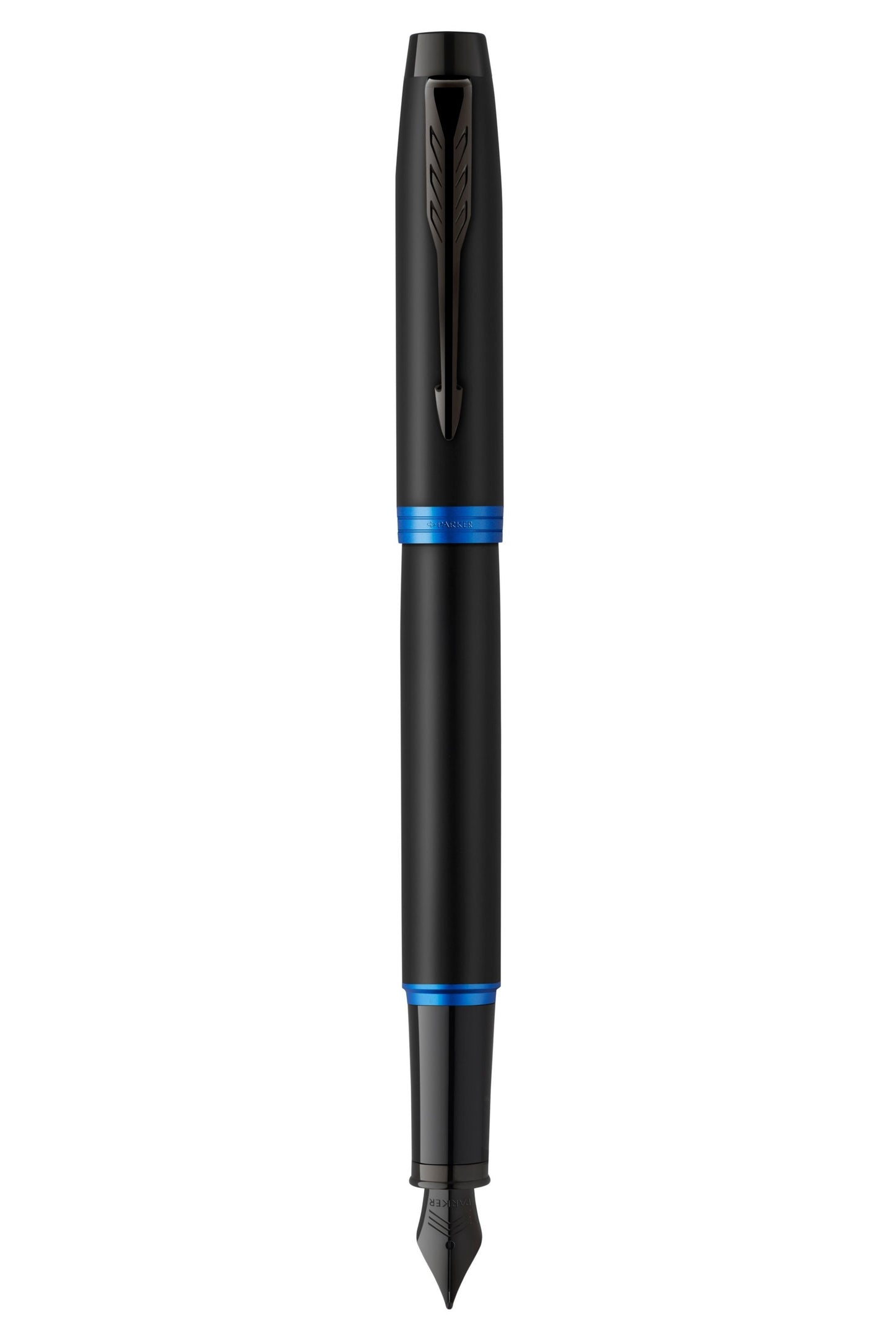 PEN PARKER IM V/RING SATIN BLK LACQUER WITH MARINE BLU ACCENTS FOUNTAIN MED   G87178