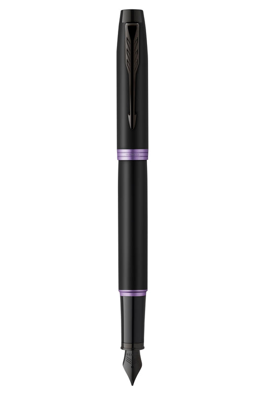 PEN PARKER IM V/RING SATIN BLK LACQUER W/ AMETHYST PURP ACCENTS FOUNTAIN M   G87180