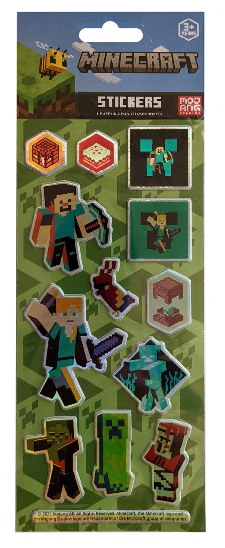 STICKERS MINECRAFT 3 PACK PUFFY   G87473