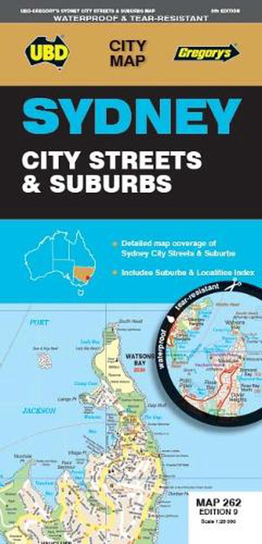 MAP UBD/GRE SYDNEY CITY STREETS & SUBURBS MAP 262 9TH ED WATERPROOF   G87747