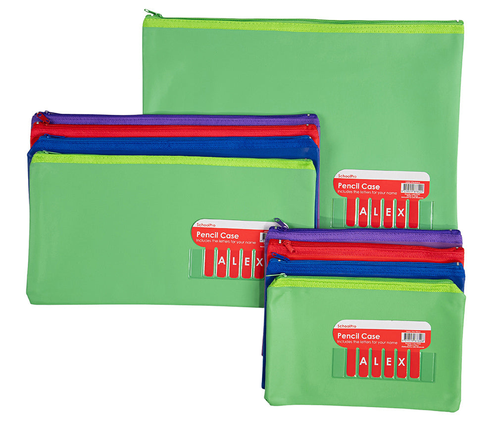 PENCIL CASE SCHOOLPRO 375X264MM NAME LARGE GREEN   G87842