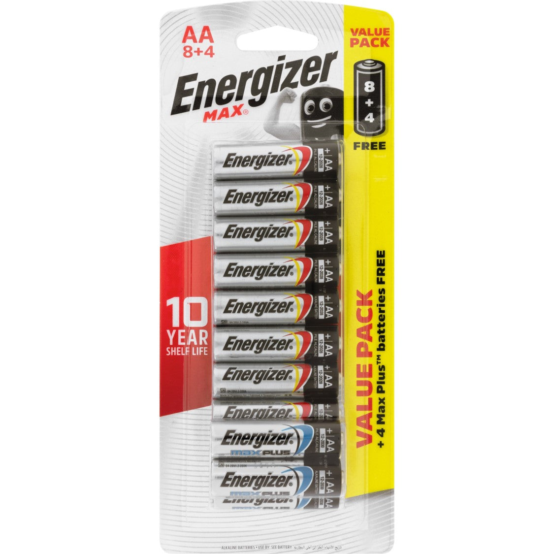 BATTERY ENERGIZER MAX ALKALINE AA RED PK 8 + 2   G87921