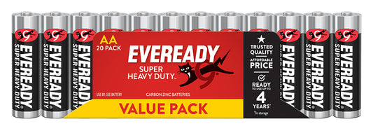 BATTERY EVEREADY SUPER HEAVY DUTY AA BLACK PK 20   G87925