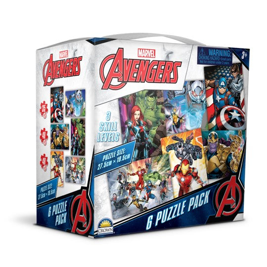 JIGSAW PUZZLE AVENGERS 6 PACK 2X12PC 2X20PC 2X30PC   G87975