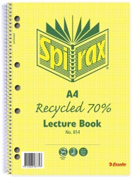 LECTURE BOOK SPIRAX A4 814 RECYCLED 140PG   G88001