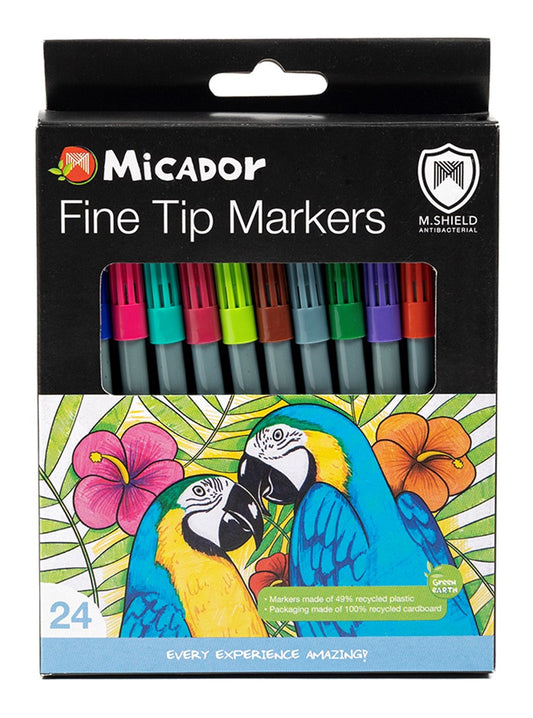 MARKER MICADOR M. SHIELD FINE TIP MARKER ASSORTED PK24   G88265