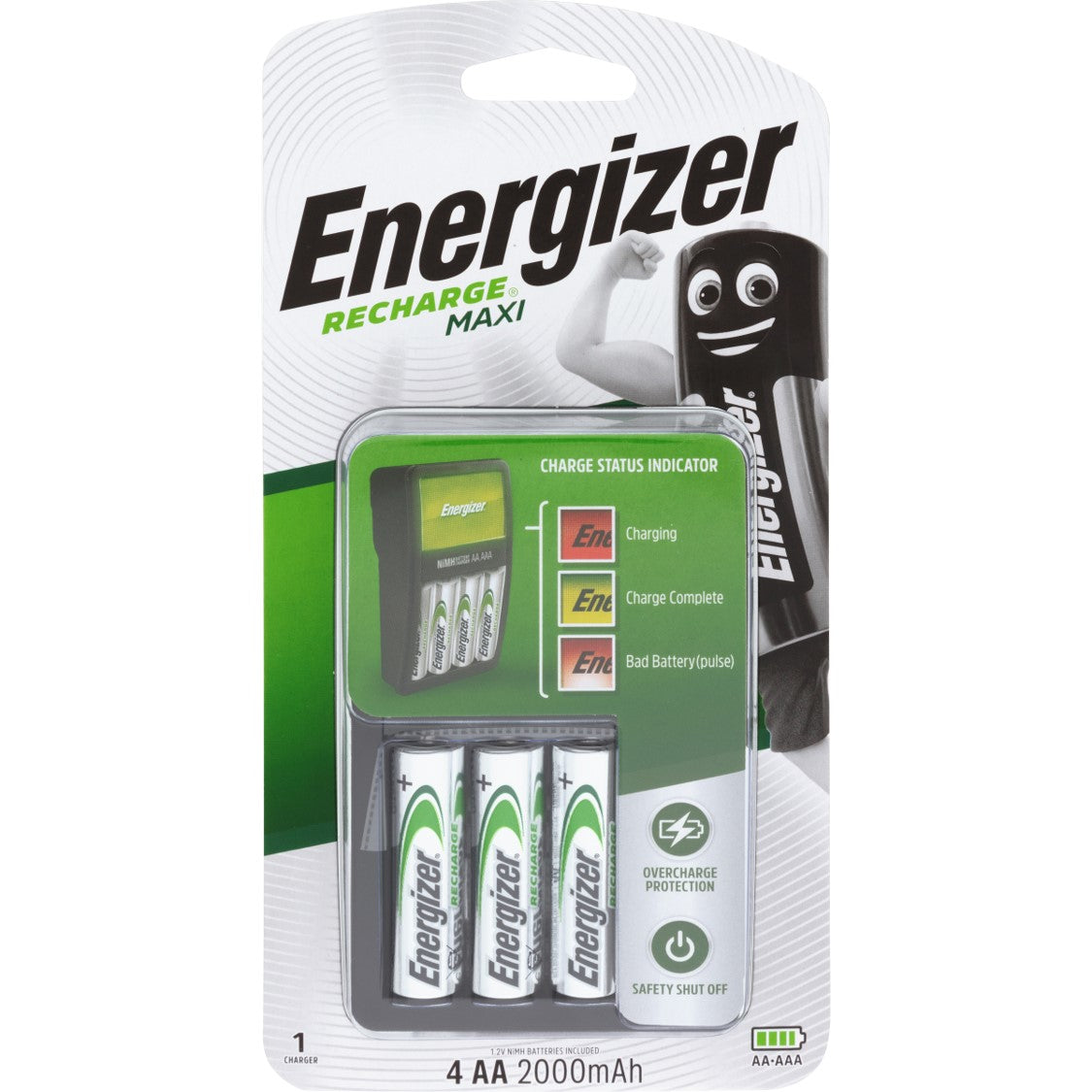 BATTERY ENERGIZER 4 MAXI CHARGER WITH 4 AA GREEN PK1   G88285