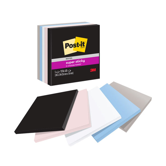 NOTES SUPER STICKY POST-IT 76X76MM 654-5SSNE SIMPLY SERENE PK5   G88339