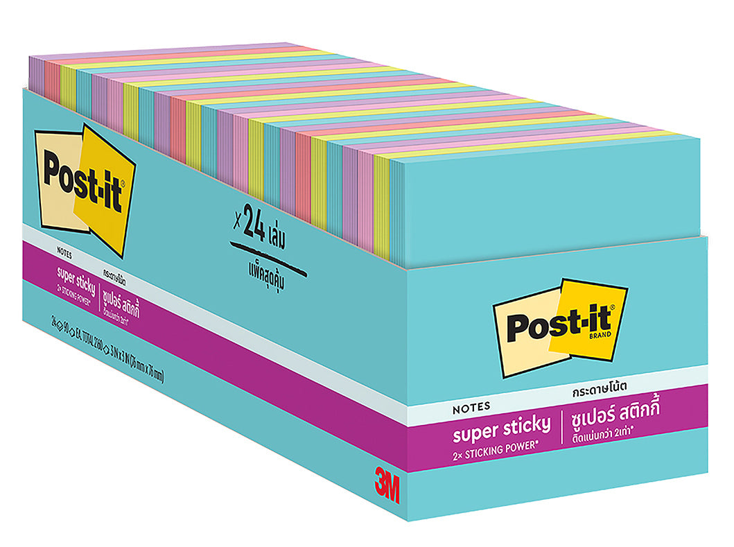 NOTES SUPER STICKY POST-IT 76X76 654-24SSMIA-CP SUPERNOVA NEONS CABINET   G88344