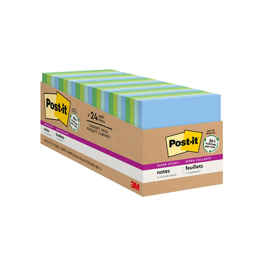 NOTES SUPER STICKY POST-IT 76X76 SPECIALTY 654-24SST-CP OASIS 24 PADS   G88345